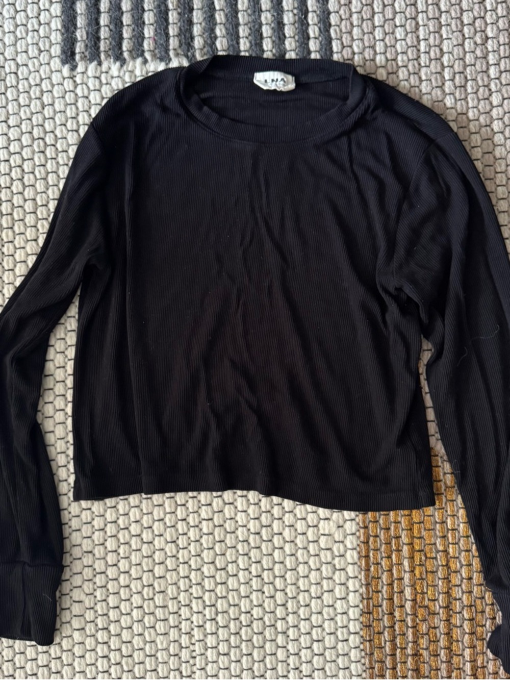 LNA Cropped Ribbed Thermal Black Size XS